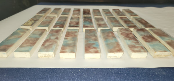 Vintage Lot of 27 Trent Mottled Ceramic Fireplace Tiles 4 1/4" x 1" GS00679