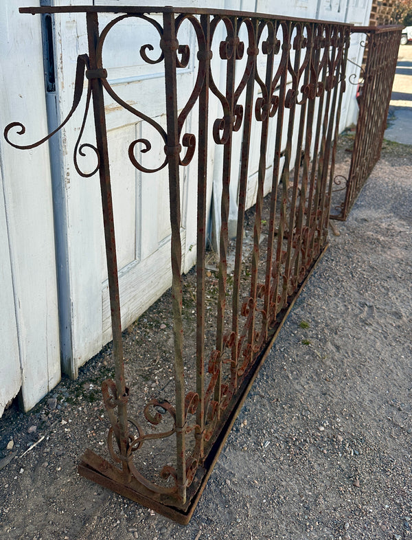 Set of 2 Three-Sided Antique Wrought Iron Balcony Railings GA20513