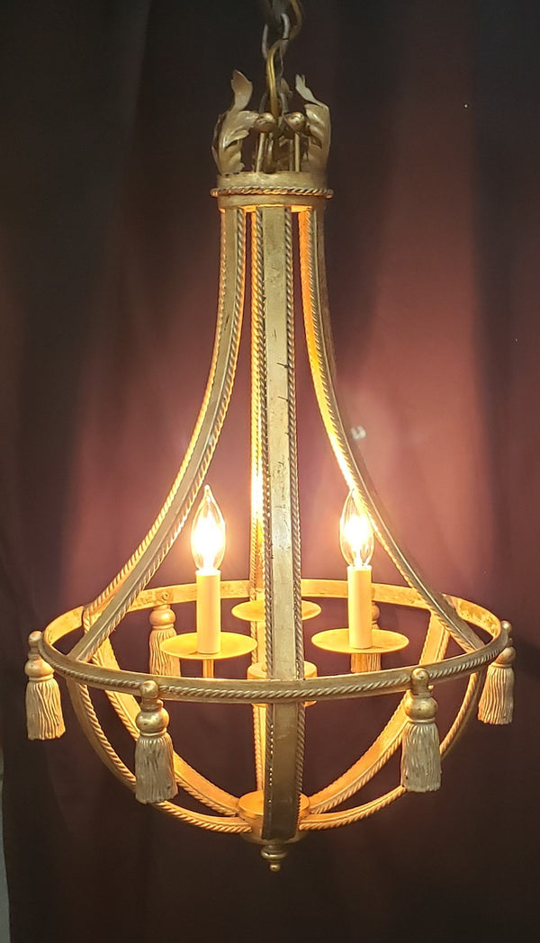 3 Light Tapered Chandelier w/ Chain & Matching Ceiling Cap 30" x 20" GS00955