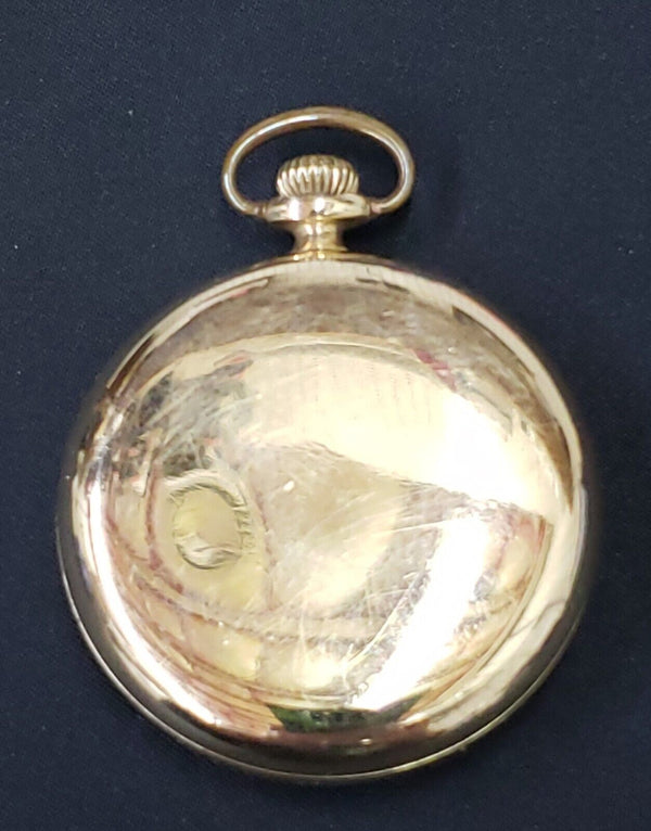 1929 Elgin 10K Gold Filled 7 Ruby Jewel Pocket Watch with 2 Tone Champagne Dial