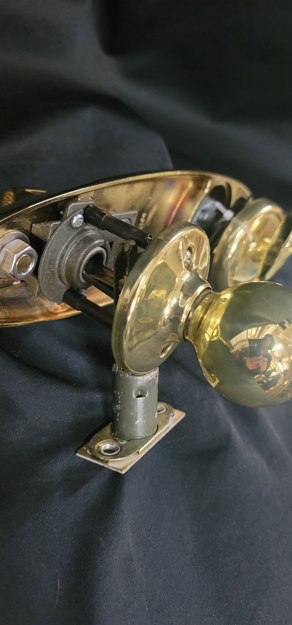 Brass Curved Handle Thumb Latch Hardware Set w/Deadbolt Knob & More GS00884