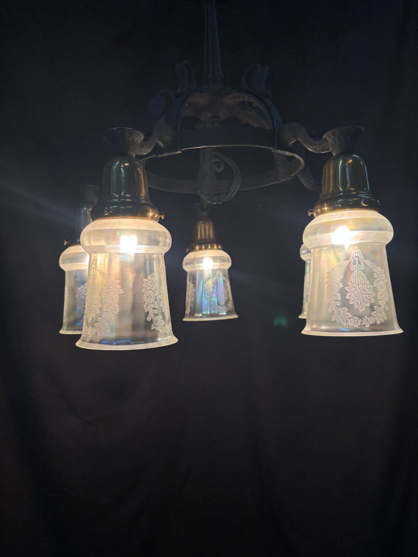 Cast Iron and Brass 5-Light Fixture GA21161