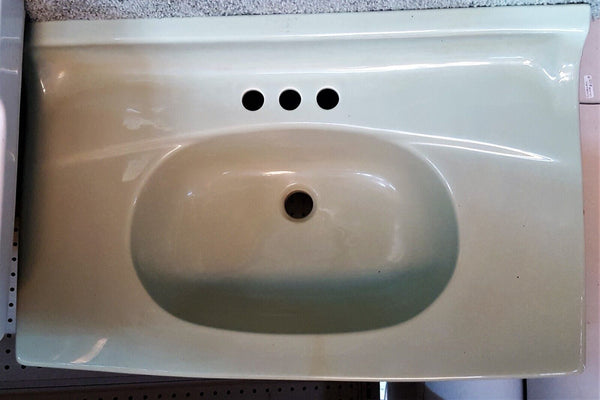 Vintage Green Porcelain Bathroom Sink with 2 Front Chrome Legs - Local Pick Up
