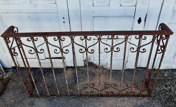 Set of 2 Three-Sided Antique Wrought Iron Balcony Railings GA20513