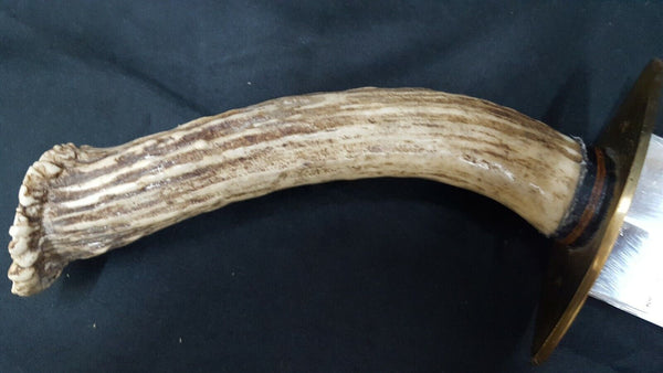 Handmade Knife with Antler Handle & Leather Sheath