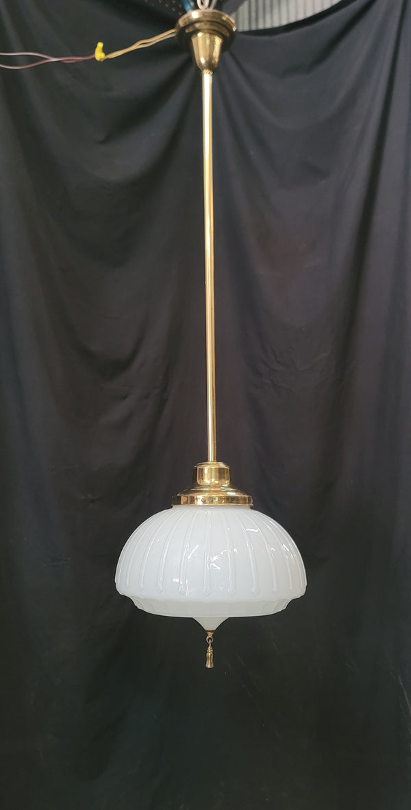 Restored Flush Mount Pendant Light Fixture w/ Textured Globe 15" x 39" GS01000
