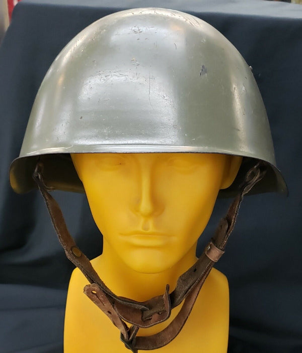 WWII Russian P-43 Steel Helmet With Leather Liner & Chin Strap