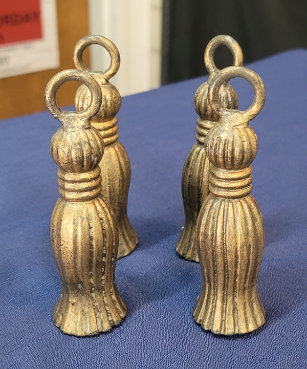 Vintage Set of 4 Brass Drapery Finial Tassel Weights 5" Tall GS00641