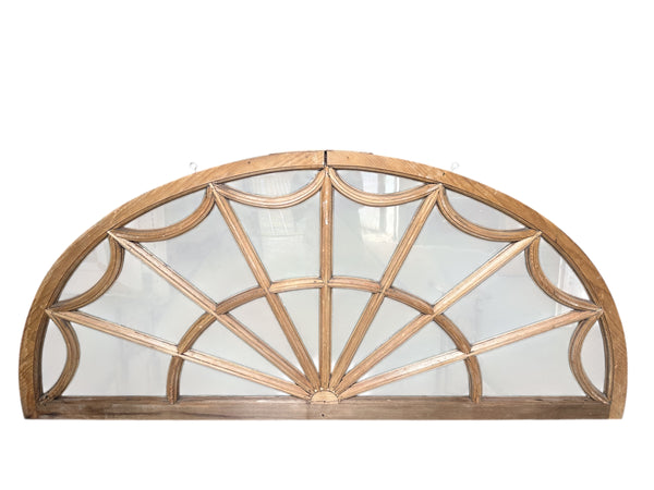 Restored Antique Arched Sunburst Transom Window GA20695