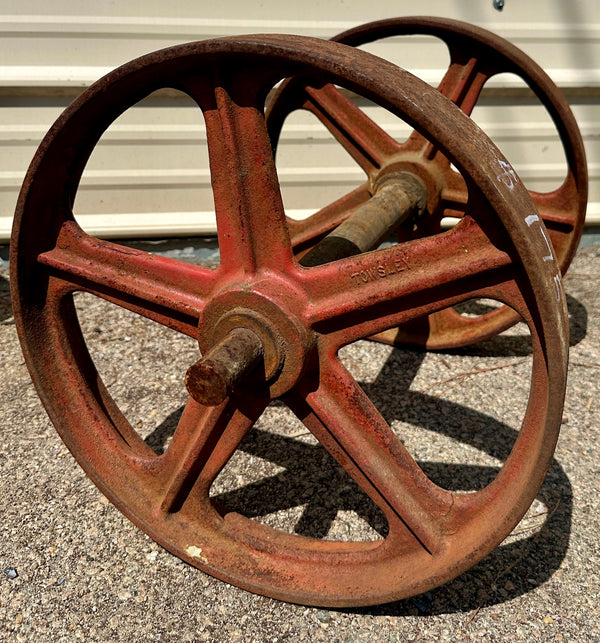 Pair of Industrial Cast Iron Cart Wheels GA20949
