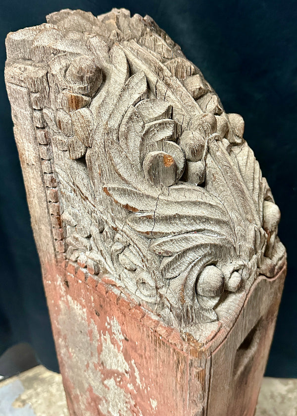 Antique Primitive Hand-Carved White Oak Newel Post Pair GA20529