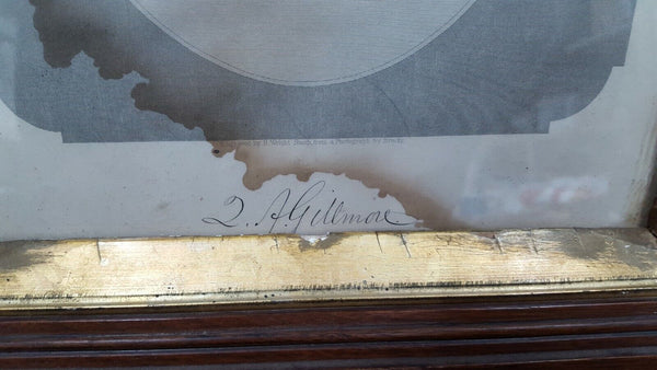 Engraved Photo of U.S. Civil War General Quincy Gillmore Walnut Shadow Box Frame