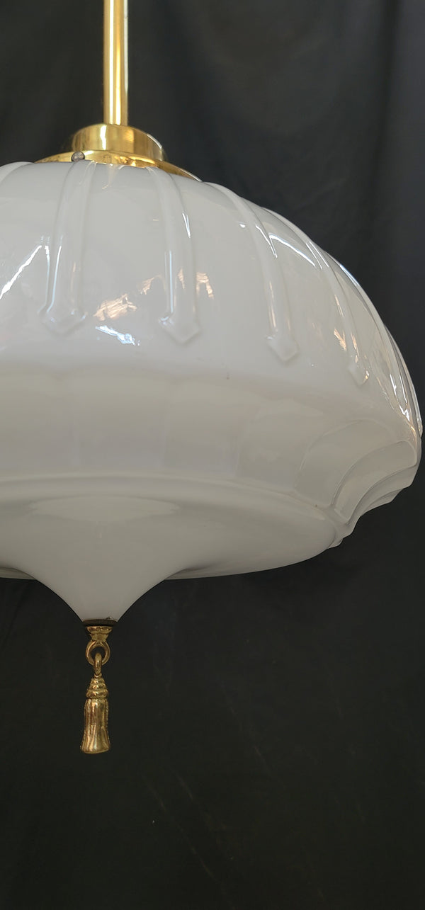 Restored Flush Mount Pendant Light Fixture w/ Textured Globe 15" x 39" GS01000