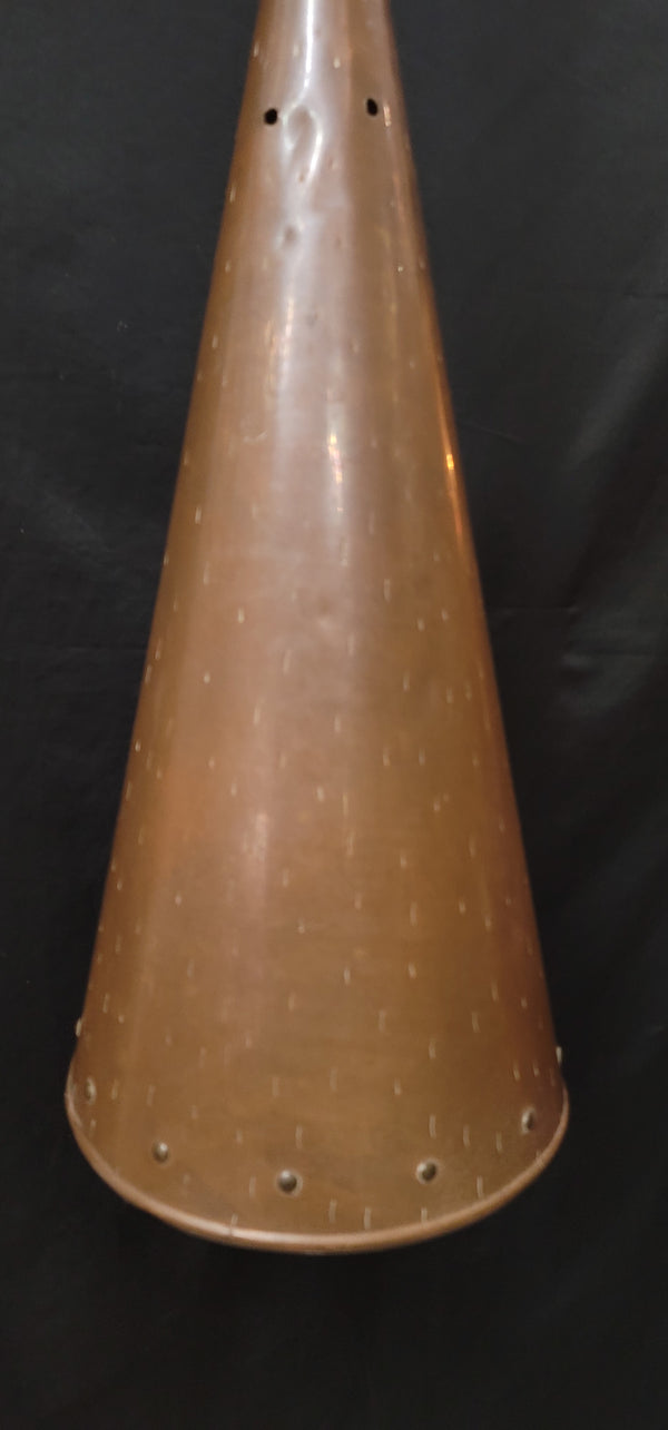 Vintage Copper Cone Shaped Pendant Light w/ Matching Cap & Chain GS00843
