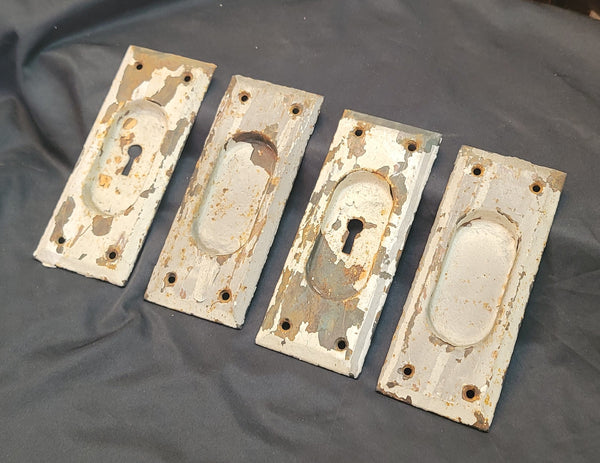 Set of 4 Pocket Door Key Hole Escutcheon Plates 5 9/16" x 2 6/16" GS00858