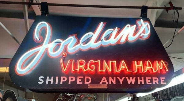 Jordan's Virginia Ham Large Hanging Double Sided Neon Sign From Original Store GA20516