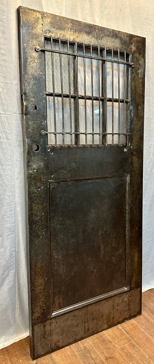 Factory Salvaged 1-Panel 6-Pane Steel Door w/ Iron Security Grate GA20557