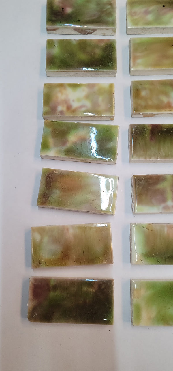 Vintage Lot of 24 Old Bridge Ceramic Glazed Fireplace Tiles 3" x 1 1/2" GS00674
