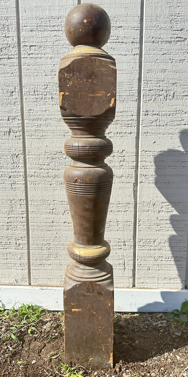 Heart Pine Wood Turned Newel Post w/ Ball Top GA20416