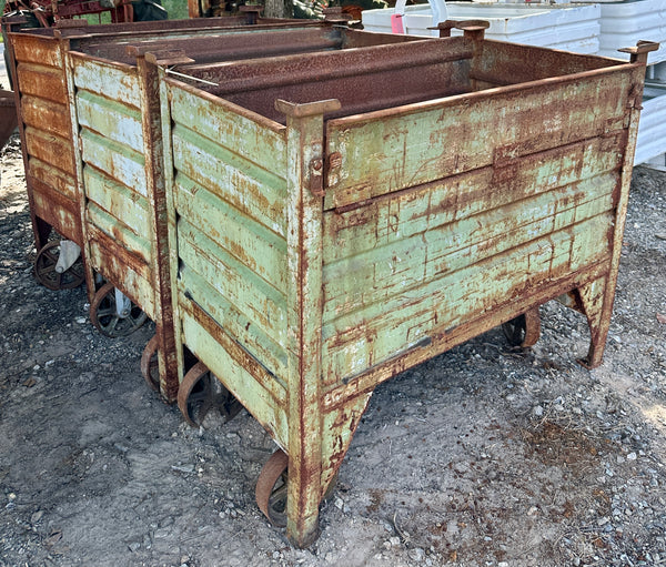 Salvaged Rolling Steel Factory Bins GA20369