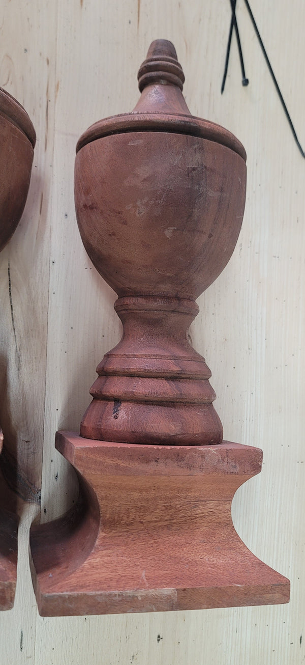 Pair of Large Urn Style Wooden Finials 17 1/4" Tall x 7" Wide GA1101