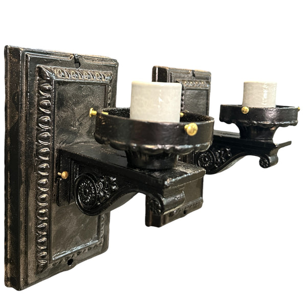 Restored Antique Cast Iron Wall Sconce Pair GA20685