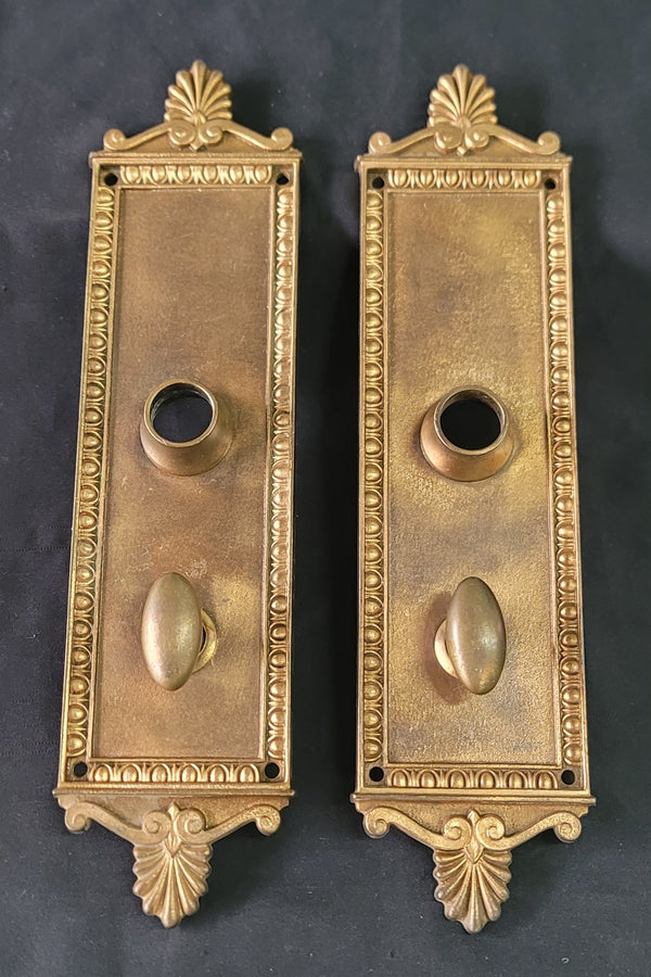 Egg & Dart Bronze Door Knob Back Plates 10 3/4" x 2 3/4" GS01096