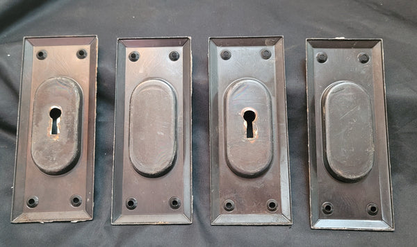 Set of 4 Pocket Door Key Hole Escutcheon Plates 5 9/16" x 2 6/16" GS00858