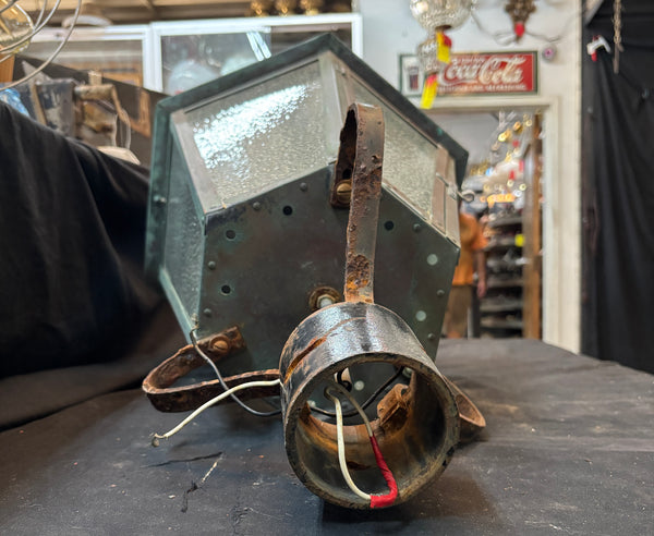 Riveted Copper Lamp Post Light with Green Patina GA21522