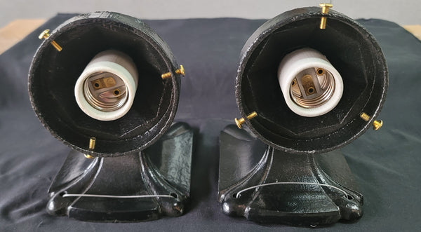 Restored Black Art Deco Cast Iron Sconces 7"x 5" GA20688
