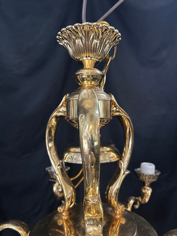 Brass 8-Light Chandelier with Shades GA21276