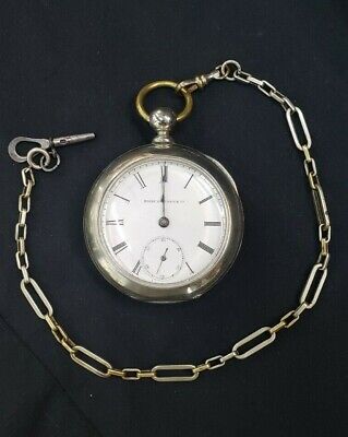 1877 Elgin Half Hunter Silverine 7 Jewel Model 1 Key Wound Pocket Watch