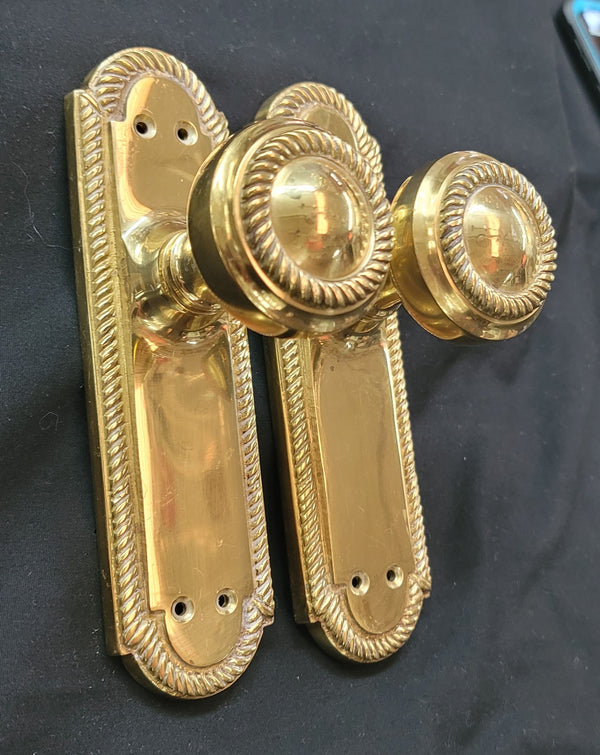 Pair of Georgian Style Solid Brass Dummy Knobs w/ Backplates GS00734