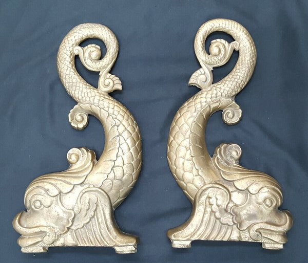 Pair of Solid Heavy Duty Brass Hanging Dolphin Fish