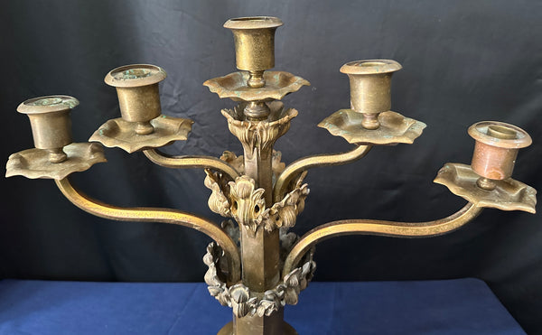 French Empire Antique Figural Brass Candelabra Pair GA20508