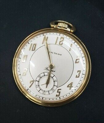 Vintage 1940 Waltham Colonial Premier 14K Solid Gold 21 Jewel Pocket Watch
