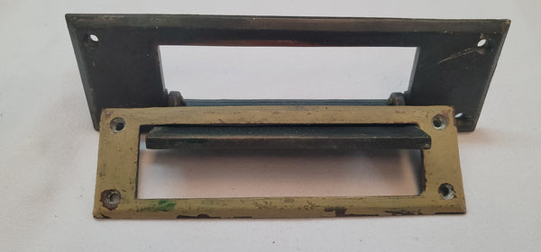 Vintage Brass Letter Mail Slot with Lettering & Framing 7 5/8" x 2 3/8" GS00592