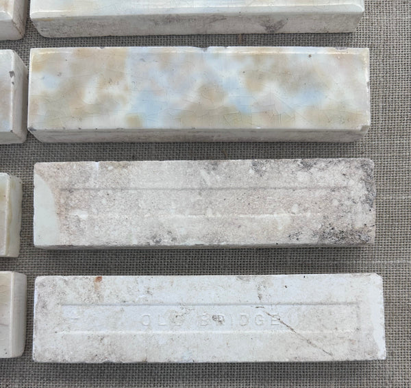 76 Vintage 4"x  1" Mottled Glazed Fireplace Tiles GS010946