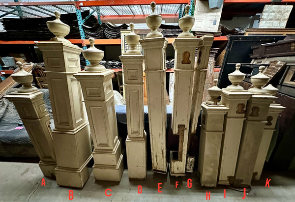 Set of 8 Full-Size & 3 Half-Size Salvaged Wooden Newel Posts GA20305
