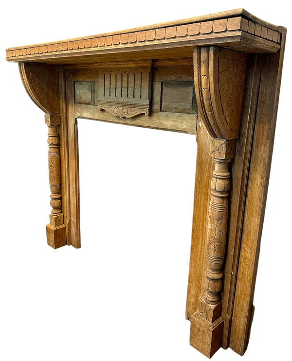 19th Century Restored Eastlake Carved Wood Fireplace Mantel GA20965