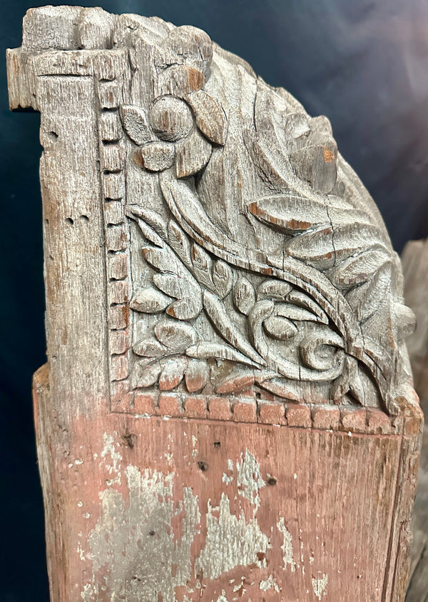 Antique Primitive Hand-Carved White Oak Newel Post Pair GA20529