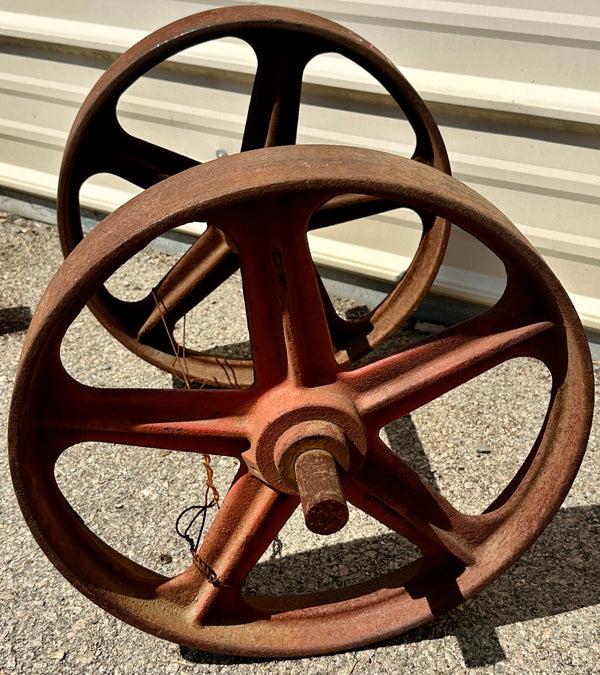 Pair of Industrial Cast Iron Cart Wheels GA20946