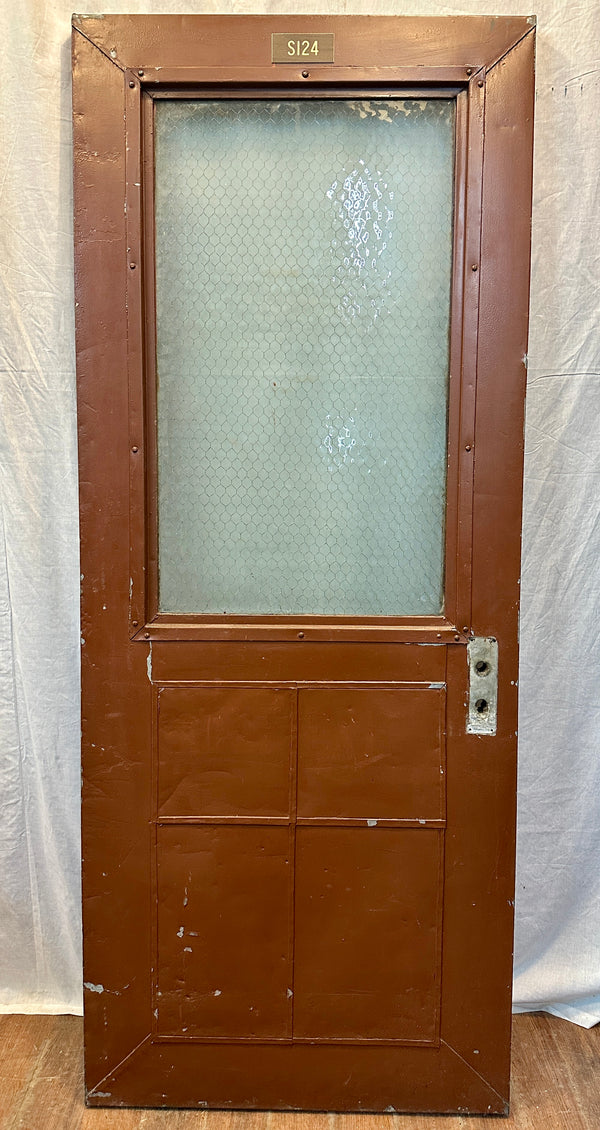 1-Pane Steel-Clad Patchwork Door w/ Striated Chicken Wire Glass GA20562