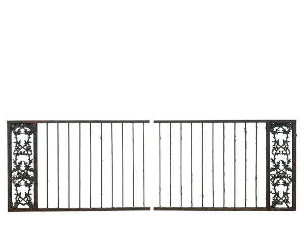 91 Ft of Antique Wrought Iron Fencing w/ Decorative Panels GA20999