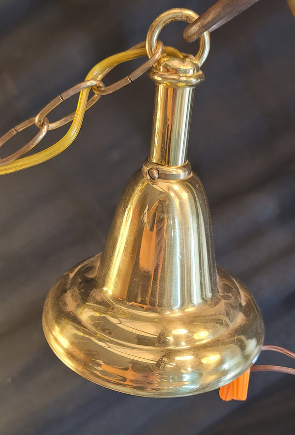 Restored Pair of Art Deco Glass Pendant Light Fixtures w/ Chain & Cap GS01008