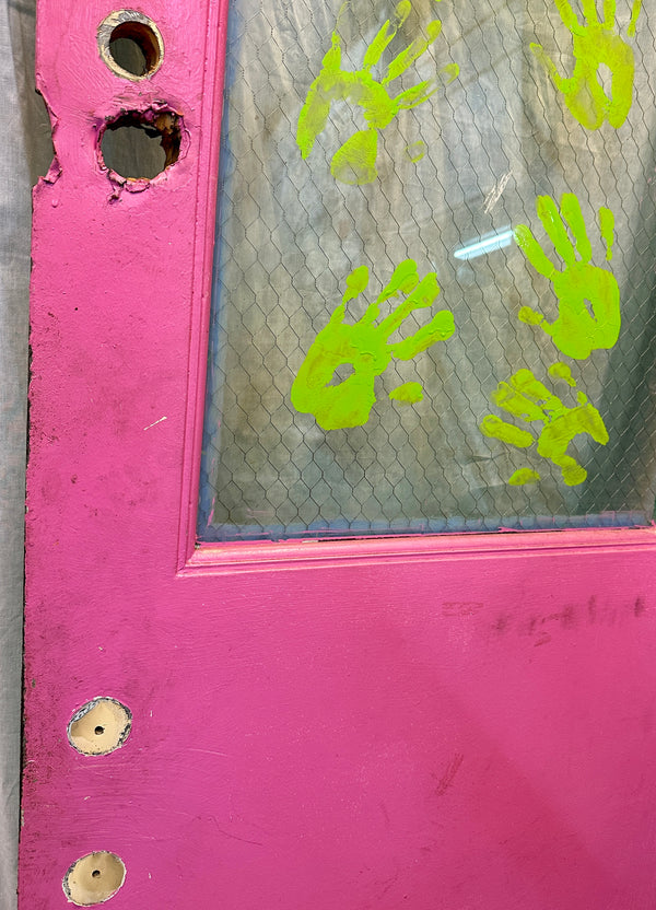 1-Pane Steel & Chicken Wire Glass Door GA20564