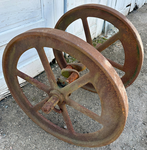 Pair of Industrial Salvage Hit & Miss Machine Wheels GA20917