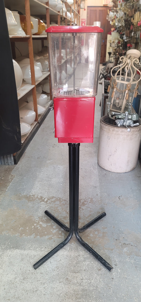 Vintage 25 Cent Free Standing Candy or Gumball Machine 44" Tall GS00996