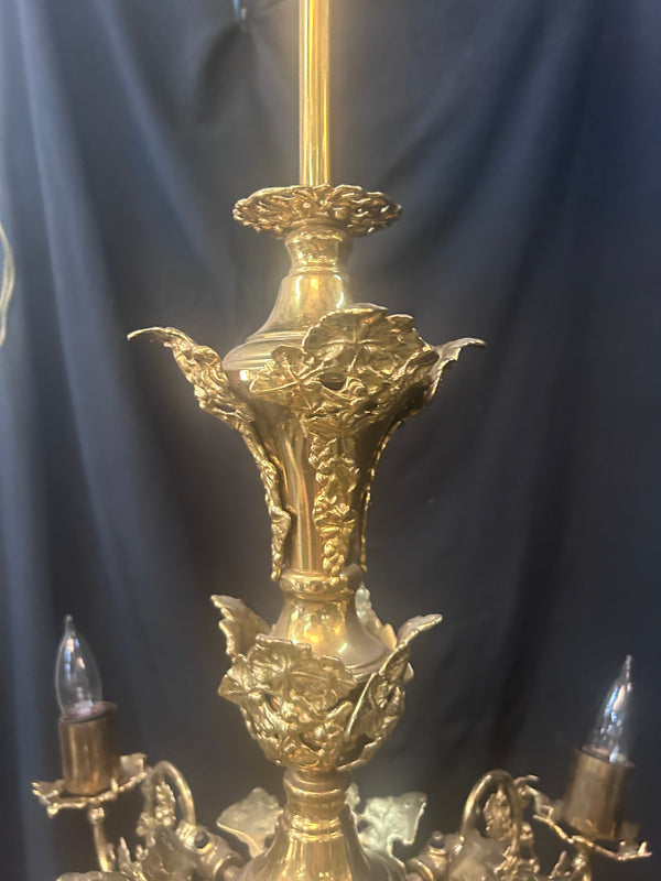 Pair of Ornate Brass 4-Light Chandeliers GS011017