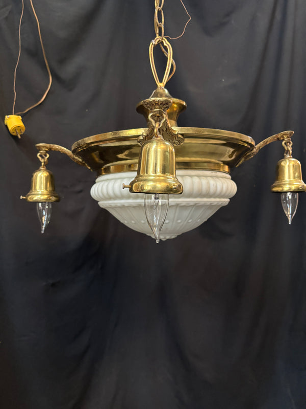 Early 1900s Antique Brass 5-Light Chandelier GA21158